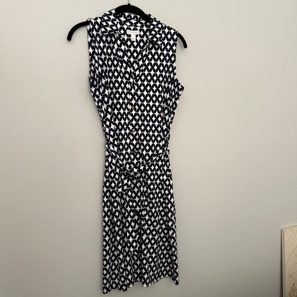 Charter Club Navy White Patterned Shirtdress SMALL - Picture 2 of 11
